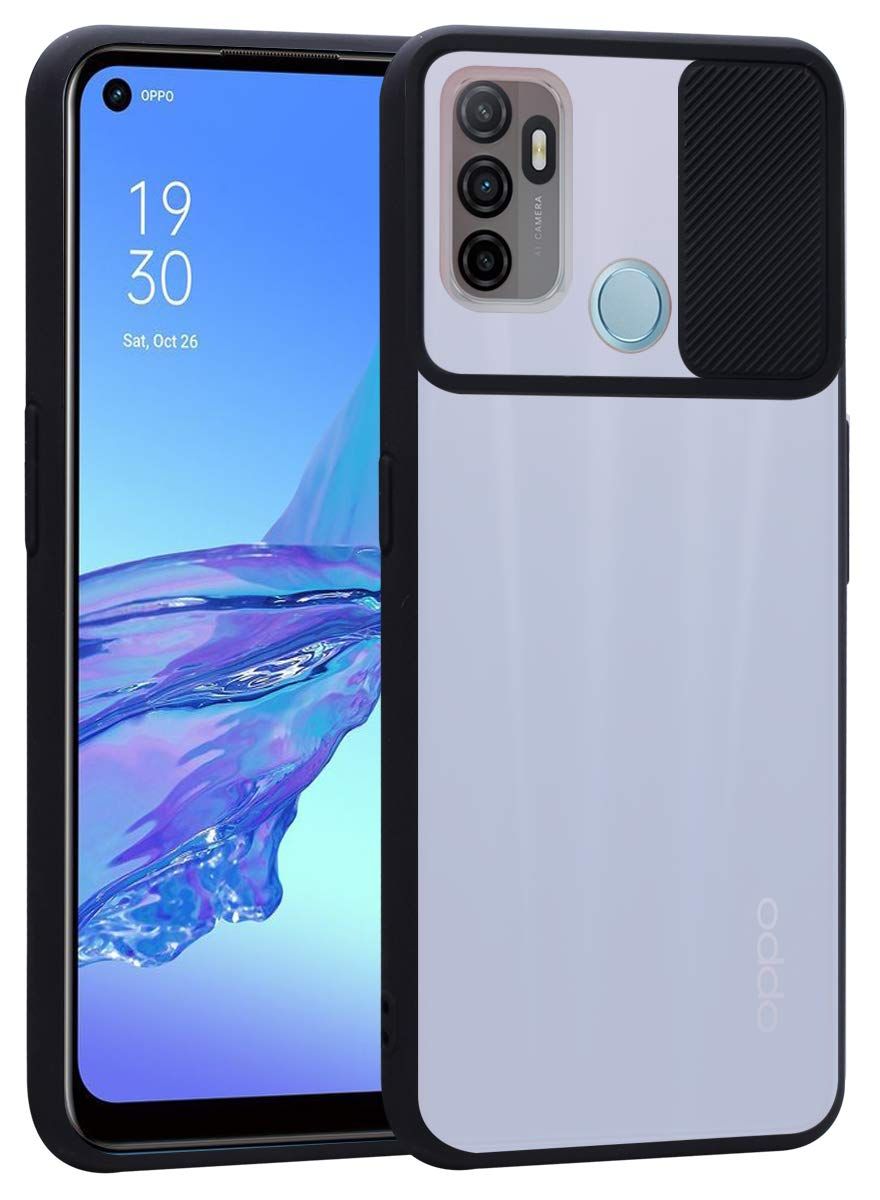For Oppo A53 Jkobi Hard PC Camera Protection Shutter Translucent Back Cover Case for OPPO A53 Back Cover