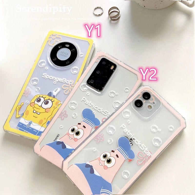 Olige Case For OPPO A93 A94 A73 A74 A54 A53 A33 A15 A15s A52 A92 A92s A9 A5 A31 F17 19 Pro Reno 6 5 Pro 4SE F9 Pro F11 Trend Cartoon SpongeBob Shockproof TPU Couple Cute Soft Phone Case