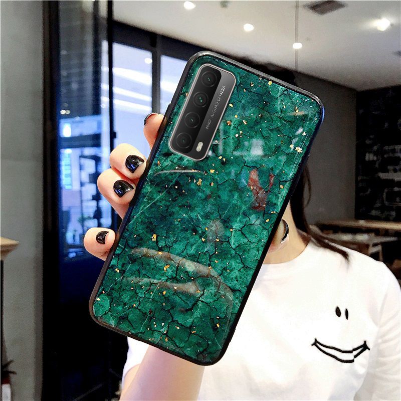 For Huawei Y7A Case Marble Agate Jade Purple Green Design Soft Silicone Protector Huawei Y7A Back Cover