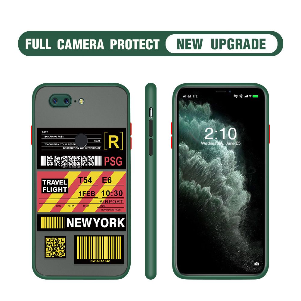 Hontinga for OnePlus 5T Case Creative Flight Ticket Cover Camera Shockproof Protection Case Edge Frosted Transparent Phone Cover