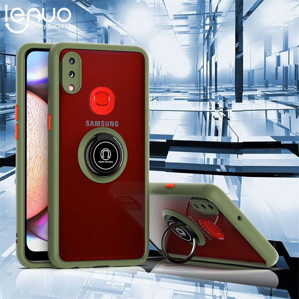Lenuo Anti-fall Fashion Protective Phone Case For Samsung Galaxy A10s Casing Multifunction Car Magnetic Shockproof With Ring Stand Back Cover