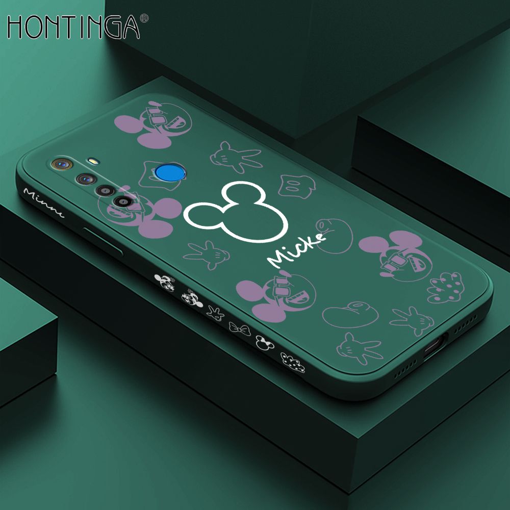 Hontinga for Realme 5I Case Side Design Cute Mouse Avatar Back Cover Soft Square Edge Pattern Liquid Silicone Trend Phone Cases
