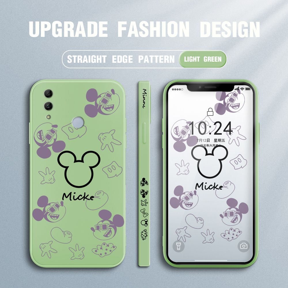 Jizetin for Honor 10 Lite Case Creative Printing Pattern Side Design Phone Case Square Edge Pattern Liquid Silicone Cases Full Cover Camera Shockproof Protective Case