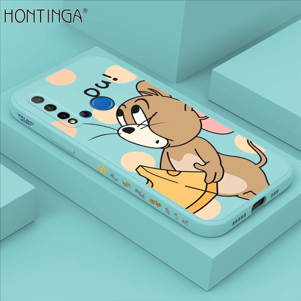 Hontinga for Huawei Nova 5i Case Side Design Cute Cartoon Mouse Back Cover Soft Square Edge Pattern Liquid Silicone Trend Phone Cases