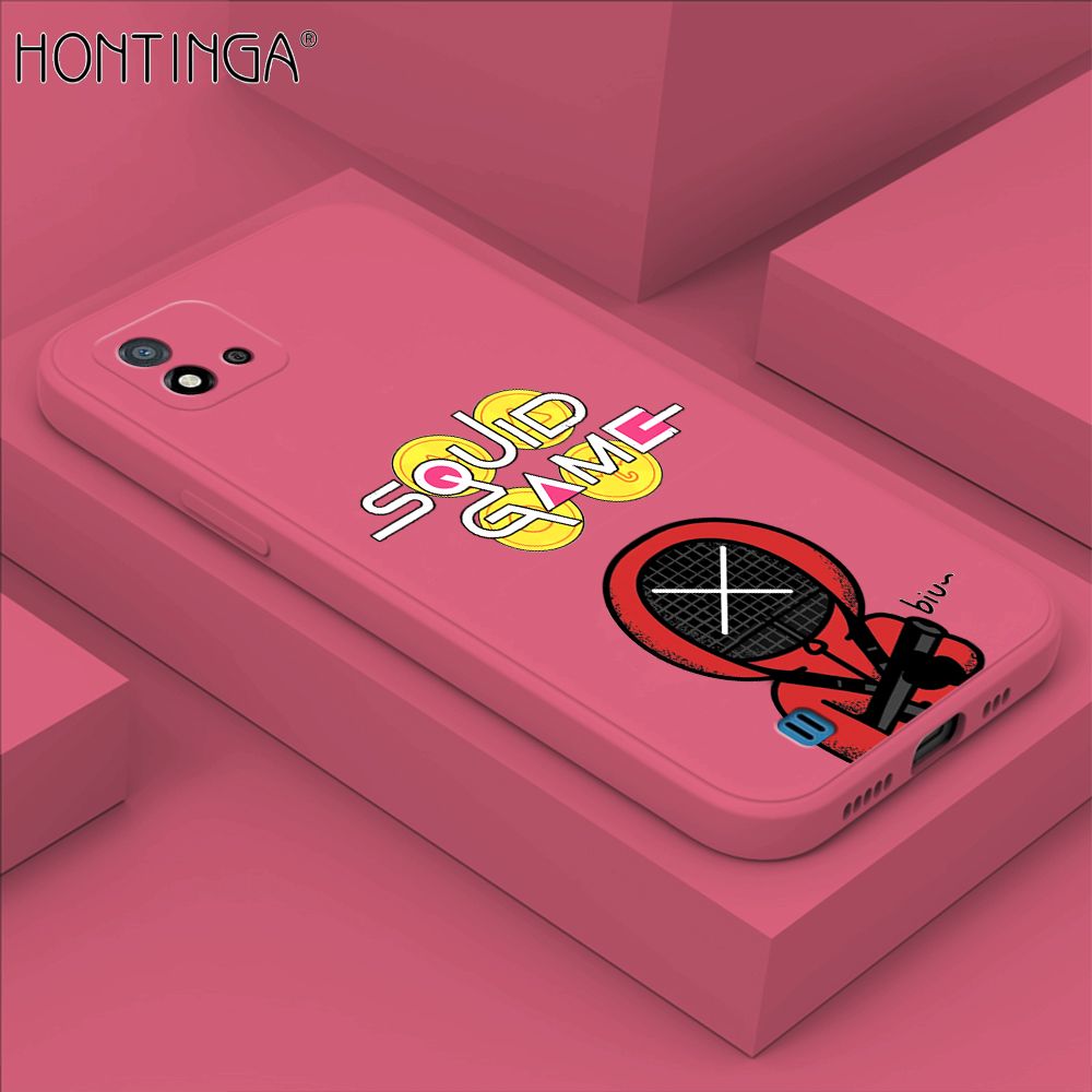 Hontinga for Realme C20 C20A C11 2021 Case Fashion Cartoon Electric Baton Judge Role Phone Cover Square Liquid Silicone Trend Phone Case