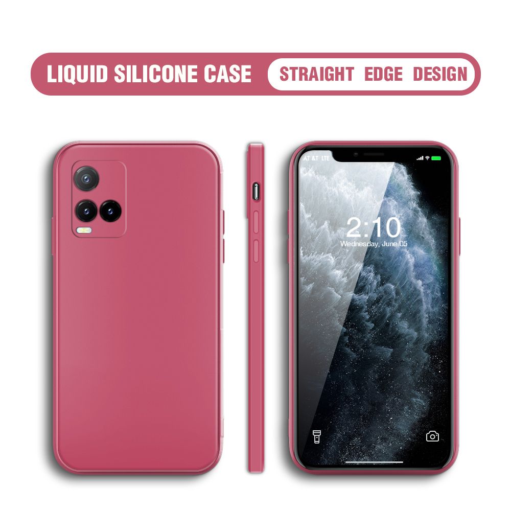 Jizetin for Vivo Y33S Case Thin Soft Luxury Square Liquid Silicone Phone Case Candy Cover