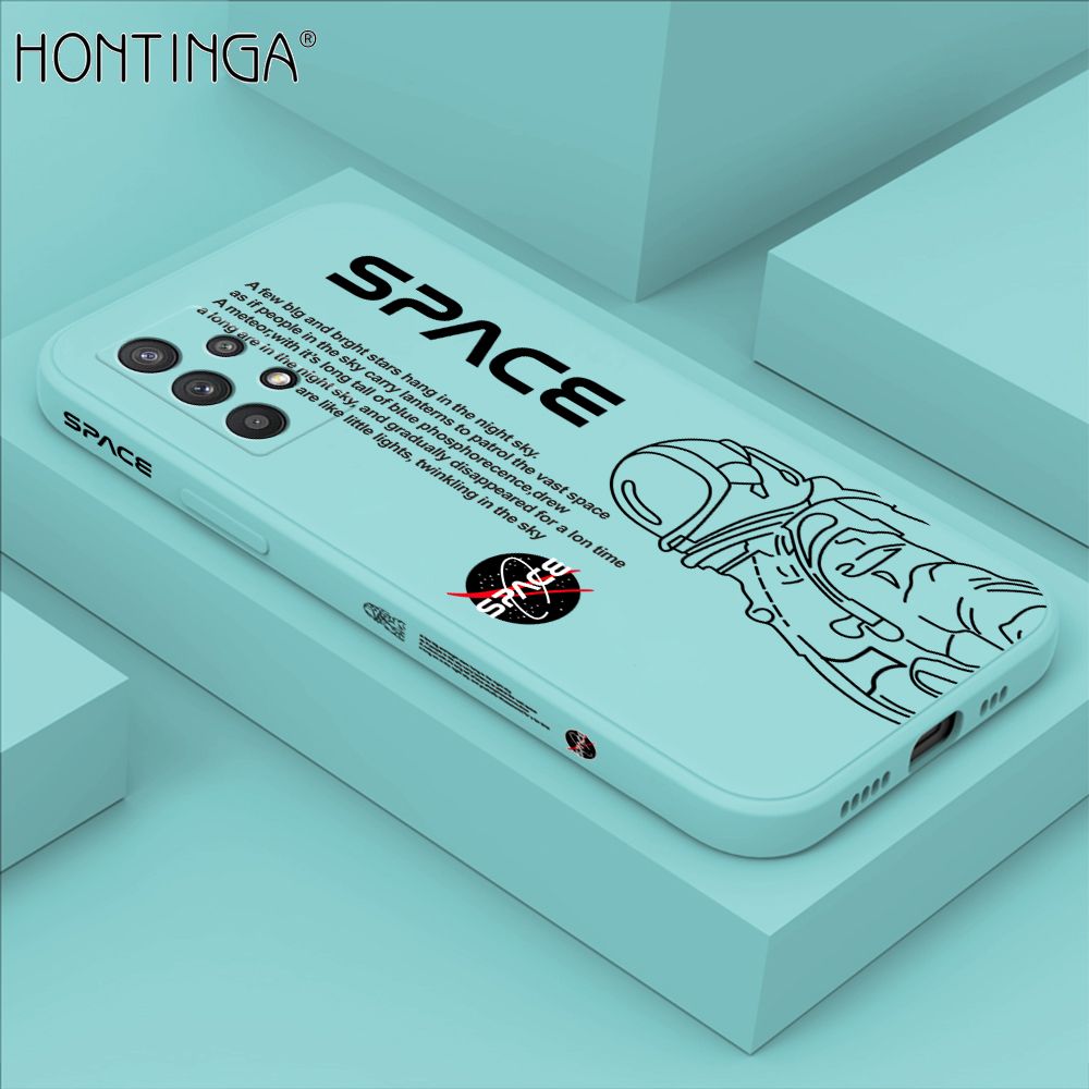 Hontinga for Samsung Galaxy A32 4G Back Cover Cool Astronaut Pattern Case Soft Square Edge Liquid Silicone Phone Cases