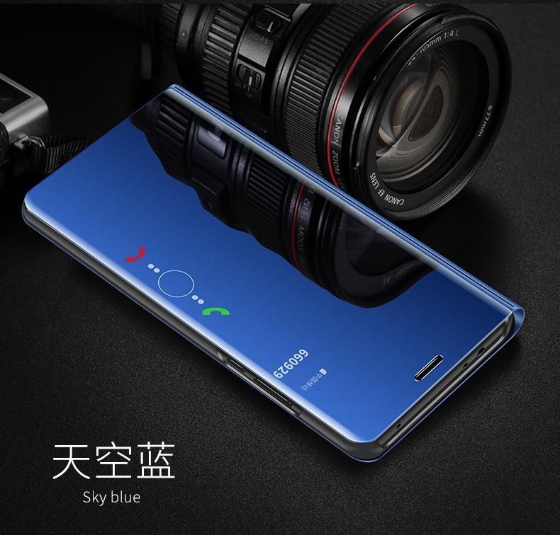 OnePlus 6T Smart Luxury Plating Clear View Mirror Leather Stand Flip Cover