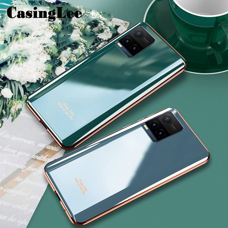 Casinglee For VIVO Y21S Case Electroplate Shining Plating soft silicon back cover for VIVO Y21S Phone cases For girls and Boys