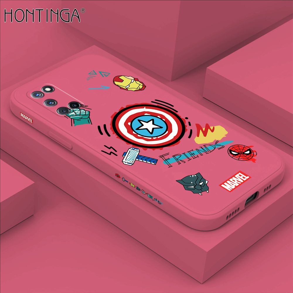 Hontinga for OPPO A52 A92 Case Side Design Trendy Cartoon Sign Back Cover Soft Square Edge Pattern Liquid Silicone Phone Cases