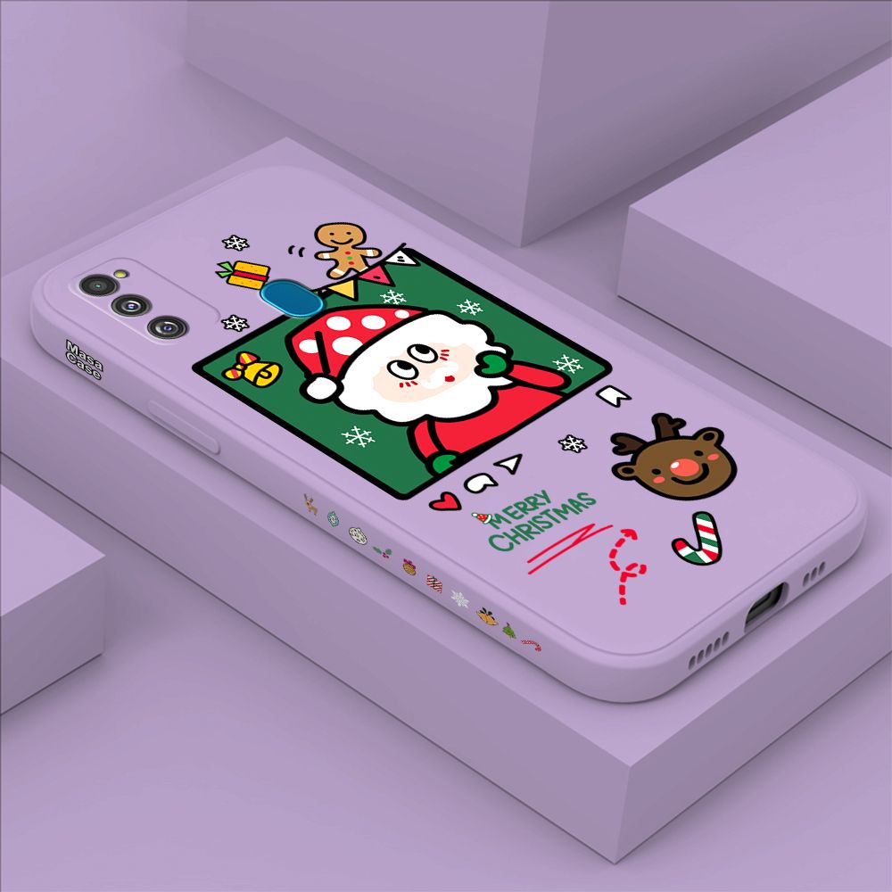 ZeroQiQi for Samsung M30S Case Santa Claus Christmas Gifts Side Printing Cases Soft Liquid Silicone Phone Cover