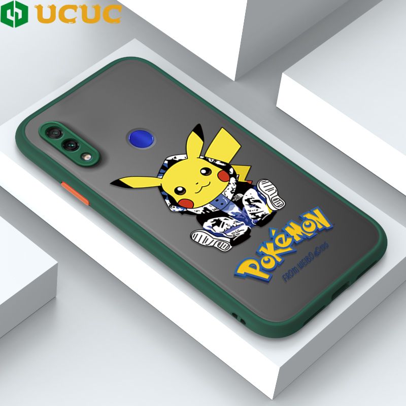 UCUC for Redmi Note 7 Note 7 Pro Back Cover Wrapped Pikachu Frosted Transparent Hard Phone Case Thin Shockproof Full Cover Camera Protect Case