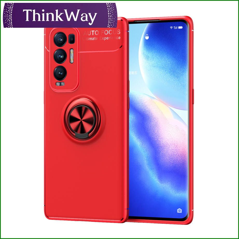 [Work with Magnetic Car Mount] 360 Degree Rotating Magnetic Metal Ring Stand Holder Phone Cases Soft TPU Silicone Shockproof Protection Casing Cover For OPPO Reno6 5G & OPPO Reno6 Pro 5G