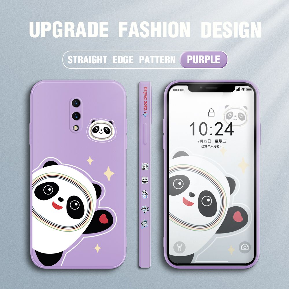 FHKL for OnePlus 7 Back Cover Bing Dwen Dwen Side design Soft Case Multicolor Liquid Silicone Phone Cases
