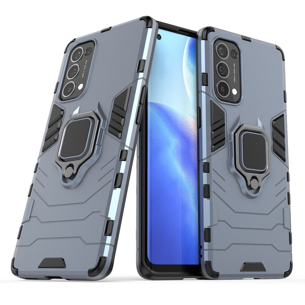 For OPPO Reno5 Pro 5G Soft TPU + Rugged PC Dual-Combination Rotating Ring Bracket Protective Case Compatible