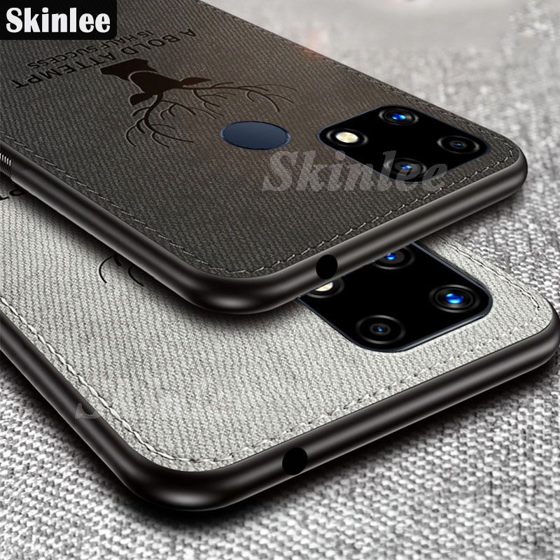 Skinlee for Realme C21 Phone Case Slim Hybrid Soft Cover with Deer Design Cloth Back Cover for Realme C21 Cover