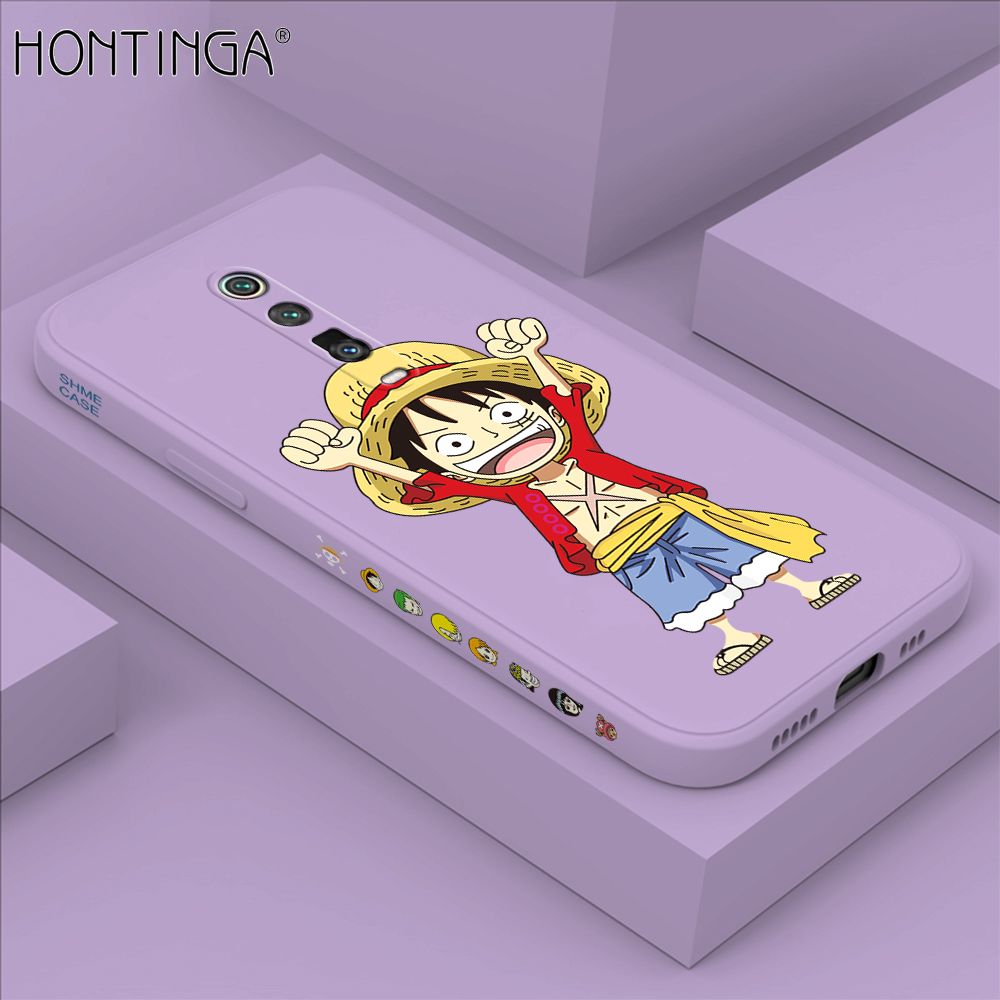 Hontinga for Redmi K20 / K20 Pro / Xiaomi Mi 9T / 9T Pro Case Side Design Anime Cartoon Luffy Back Cover Soft Square Edge Pattern Liquid Silicone Trend Phone Cases