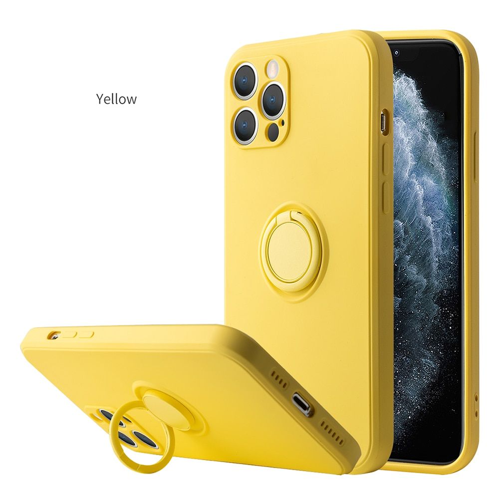 Liquid Silicone Finger Ring Stand Magnetic Holder Bracket For iPhone 13 12 11 Pro Max Mini XR XS Max 7 8 Plus SE 2020 Phone Case