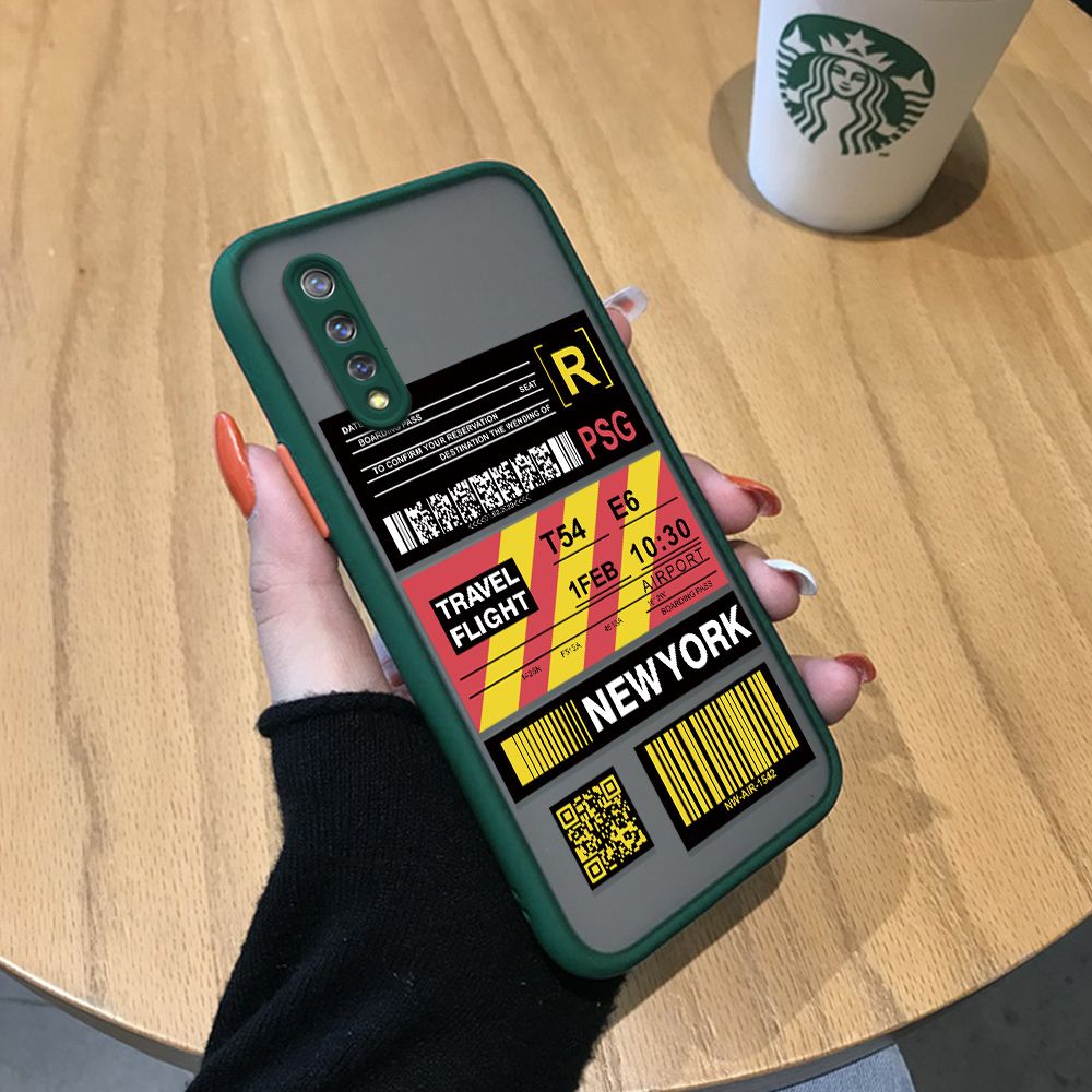 Jizetin for Vivo S1 Back Cover Stripe Air Ticket Mobile Phone Case Ultra Thin Full Lens Protection Phone Case for Boy