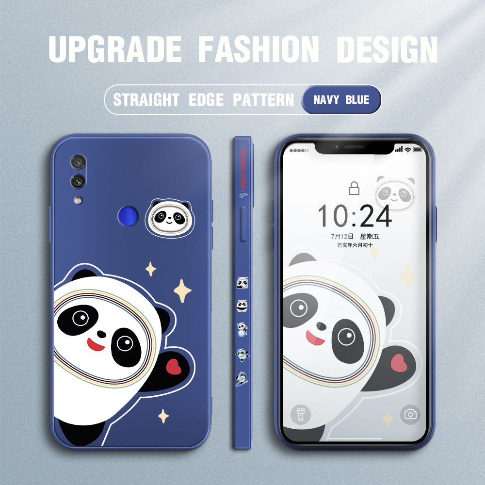 FHKL for Redmi Note 7 / Note 7 Pro Back Cover Bing Dwen Dwen Side design Soft Case Multicolor Liquid Silicone Phone Cases