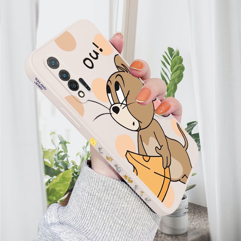 AMORVOR for Huawei Nova 6 Back Cover Cartoon Cute Lovely Side design Soft Case Liquid Silicone Phone Cases
