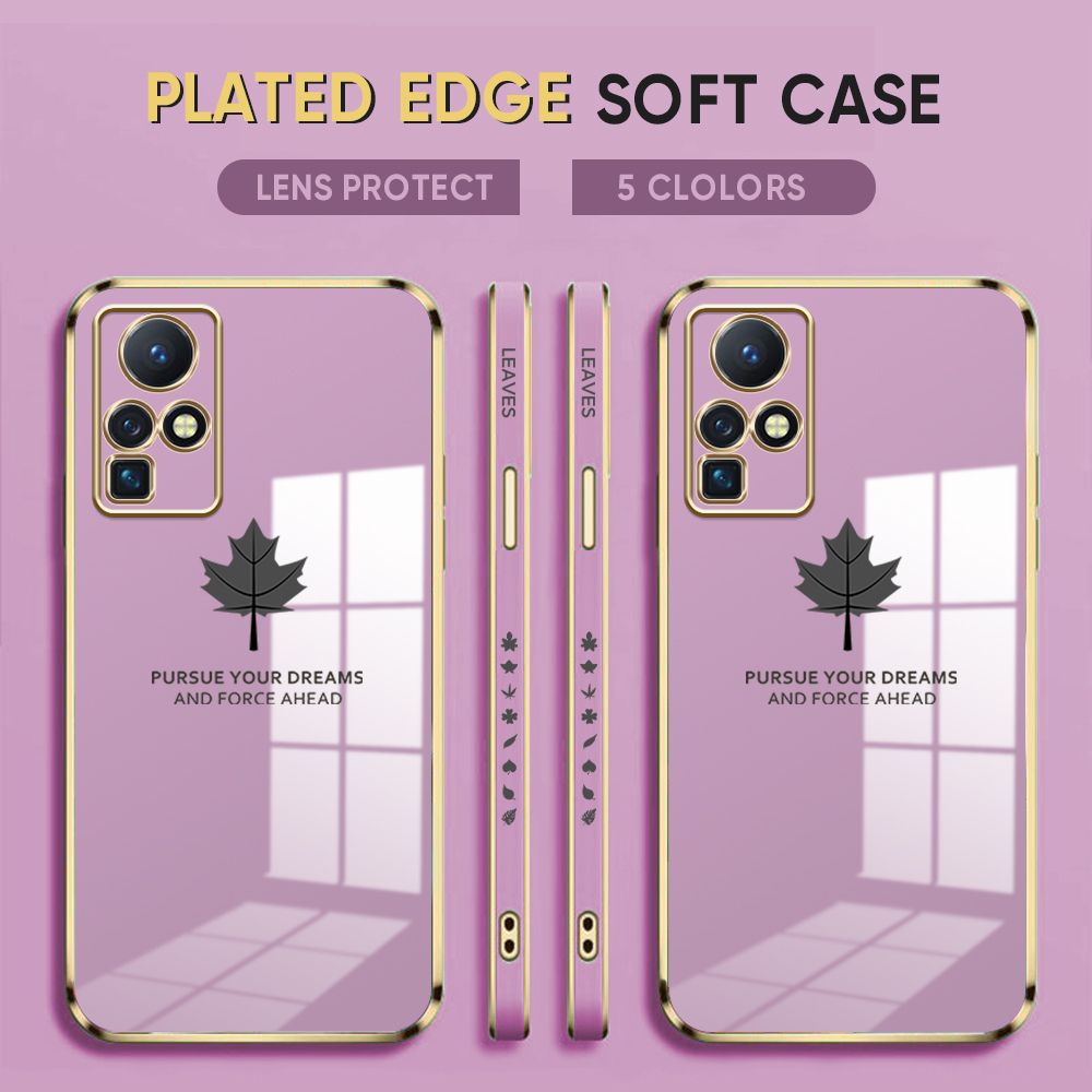 Luxury 6D Plating Case for Infinix Zero X / Zero X Pro Back Cover Maple Leaf Side Pattern Soft Silicone Square Phone Cases