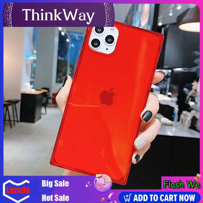 Neon Fluorescent Color Square phone Case For iPhone 12 Mini 12 11 Pro X XR XS Max 6 6s 7 8 Plus Fashion candy Color Clear Soft TPU Case