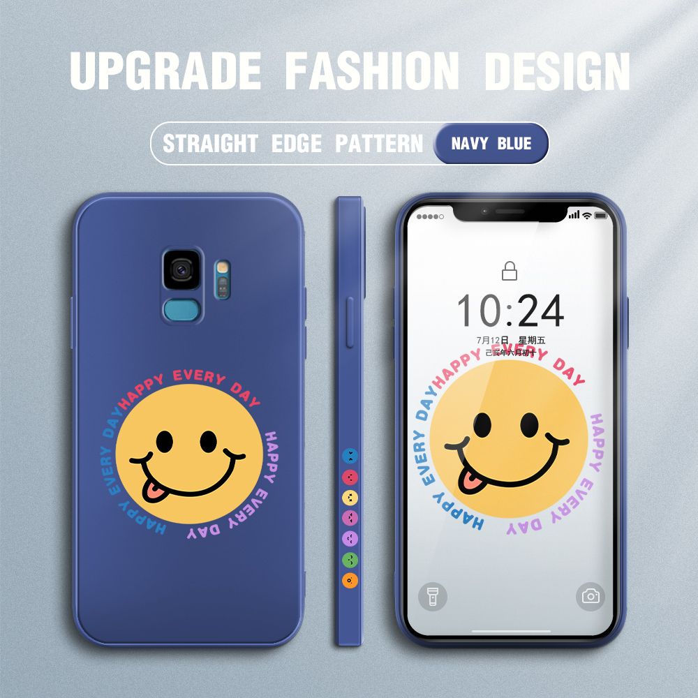 FHKL for Samsung Galaxy S9 Back Cover Cartoon Smile Side design Soft Case Multicolor Liquid Silicone Phone Cases