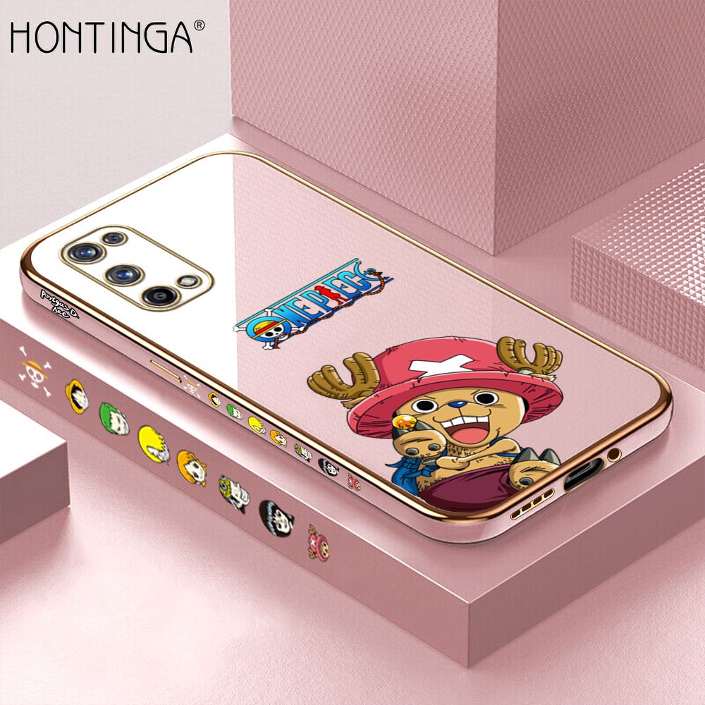 Hontinga for Realme X7 Pro 4G / 5G Back Cover + Free Lanyard Luxury 6D Plating Cute Cartoon Choba Side Pattern Case Soft Silicone Square Mobile Cover