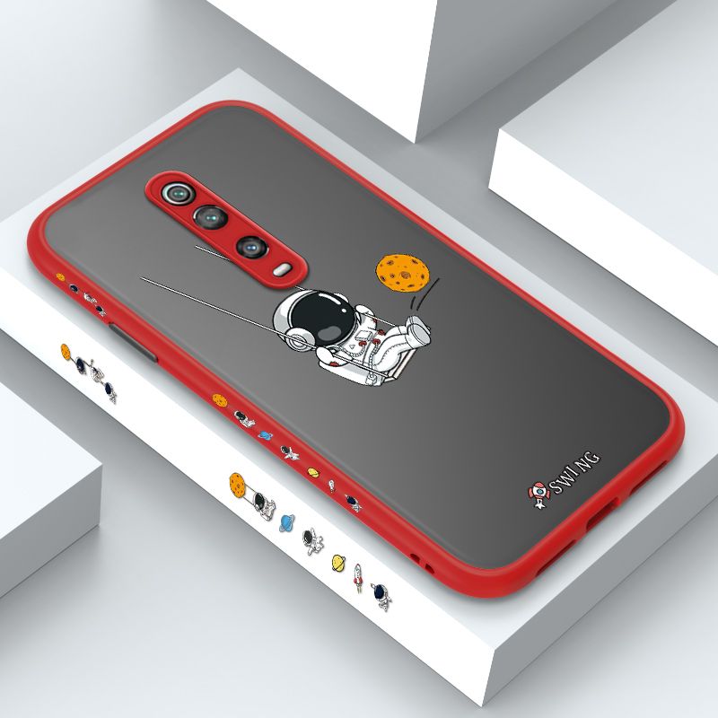 ZeroQiQi for Redmi K20 Pro Case Astronaut Swinging Side Printing Cover Frosted Ultra Thin Protective Anti Fall Phone Case