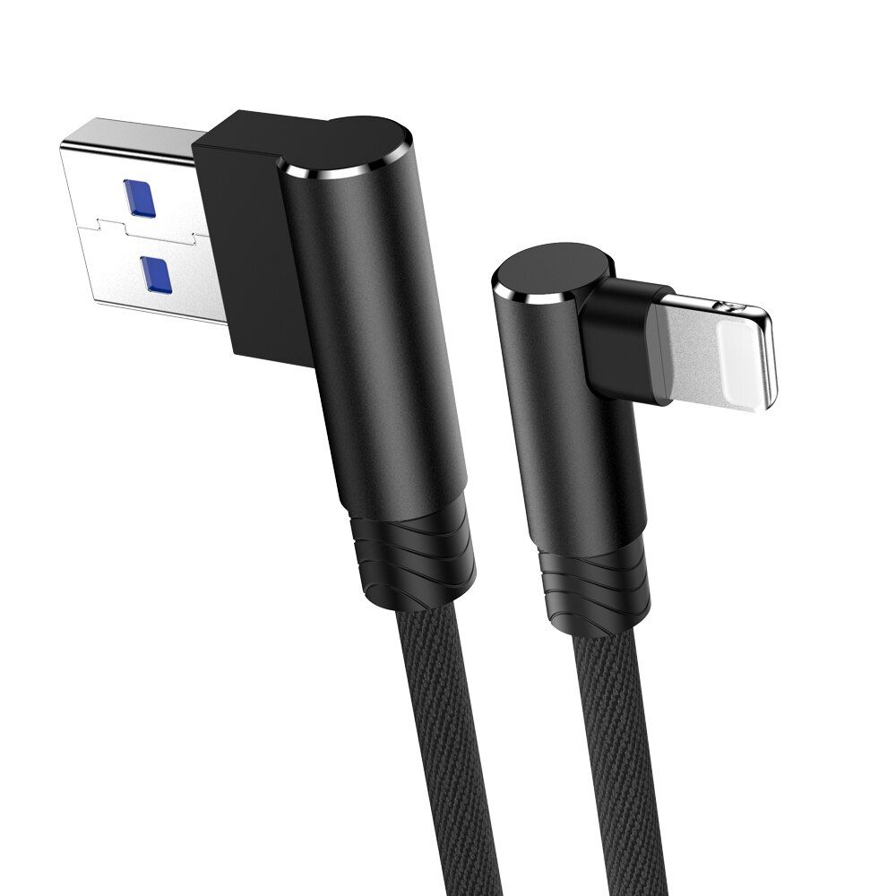 Fast Charge 90 Degree USB Cable For iPhone 12 11 Pro Max Xs X XR 5 6 6s 7 8 Plus iPad Origin Accessory Charger Cord 3m Long Wire