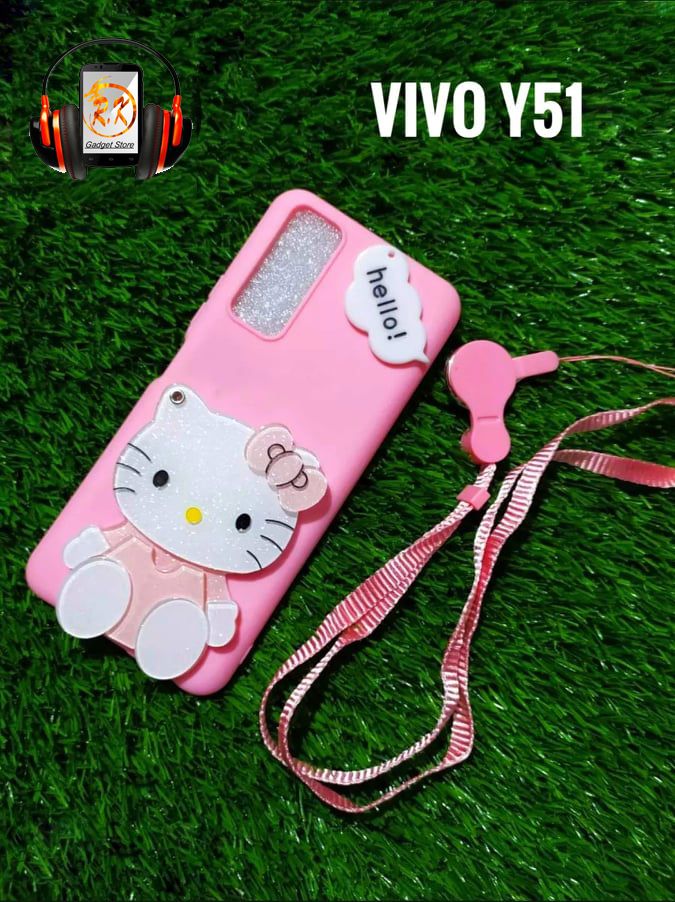 Vivo Y51 Mirror Card Girls Stylish Soft Bake Cover Mirror Hello Kitty Luxury Silicone Phone Case For Vivo Y51