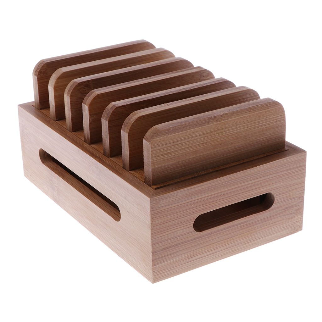 Bamboo Wood Accessories Storage Dock Station Mobile Phone Mount Bracket