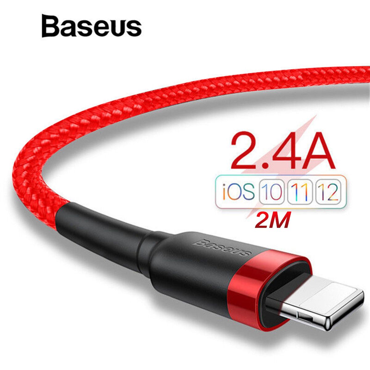 Baseus Classic USB Cable for iPhone 11 Pro Max X XR Xs max Charger USB Data Cable for iPhone 11 Pro Max X XR Xs Max 8 7 6 6s Plus 2.4A USB Charging Cable Phone Cord Adapter