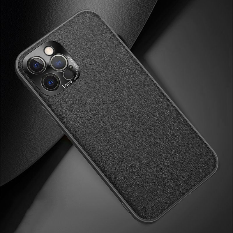 For iPhone 12 mini Simple Solid Color Leather Ultra-thin Drop-proof Shock-proof Protective Cover Suitable