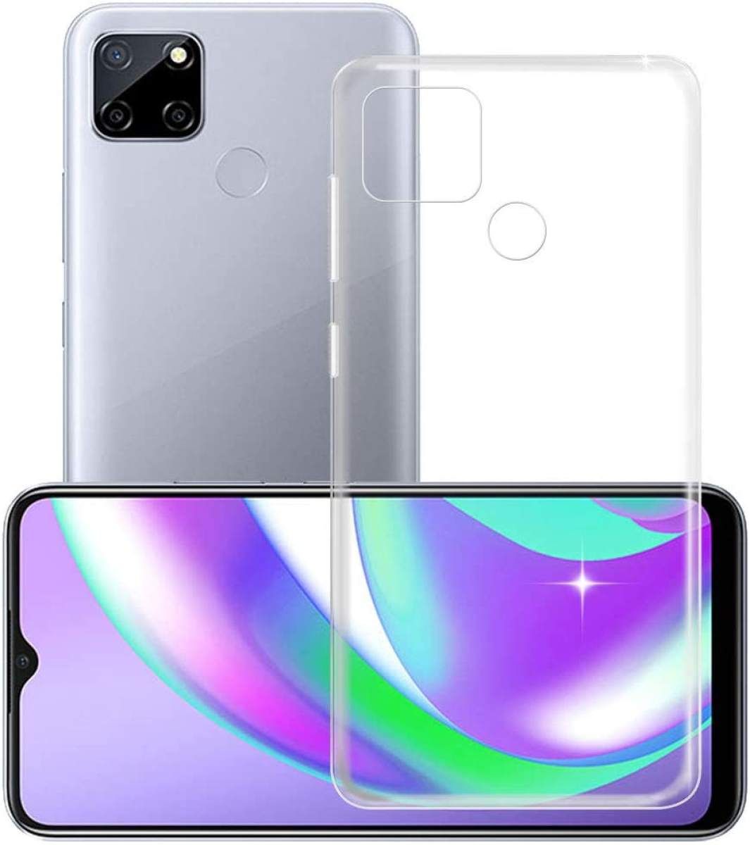 Realme C12 Premium Silicone TPU Ultra-Thin Transparent Flexible Protective Mobile Phone Back Cover