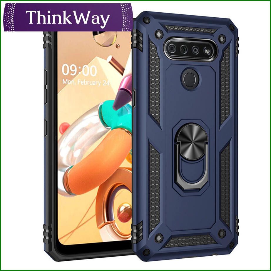 Car with 360 Degree Metal Swivel Ring Bracket Double Layer Shock Resistant Drop Armor Protective Cover For LG Stylo5 & LG aristo2/3