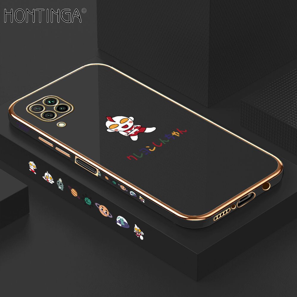 Hontinga for Huawei Nova 7I Case Luxury 6D Plating Cartoon Anime Hero Side Pattern Soft Back Cover Silicone Square Phone Cases