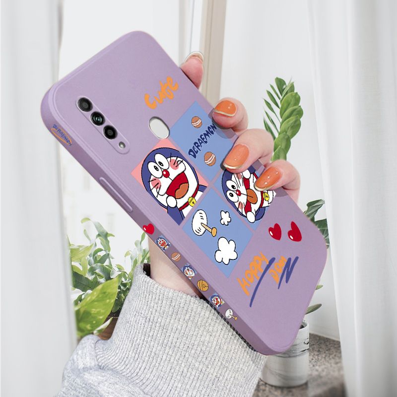 AMORVOR for OPPO A31 2020 Back Cover Cute Happy Cartoon Side design Soft Case Multicolor Liquid Silicone Phone Cases