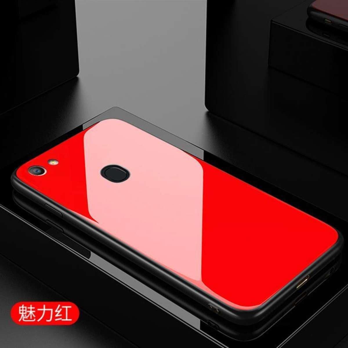 Oppo f5 লাক্সারি ব্যাক কভার গ্লাস কেস-লাল