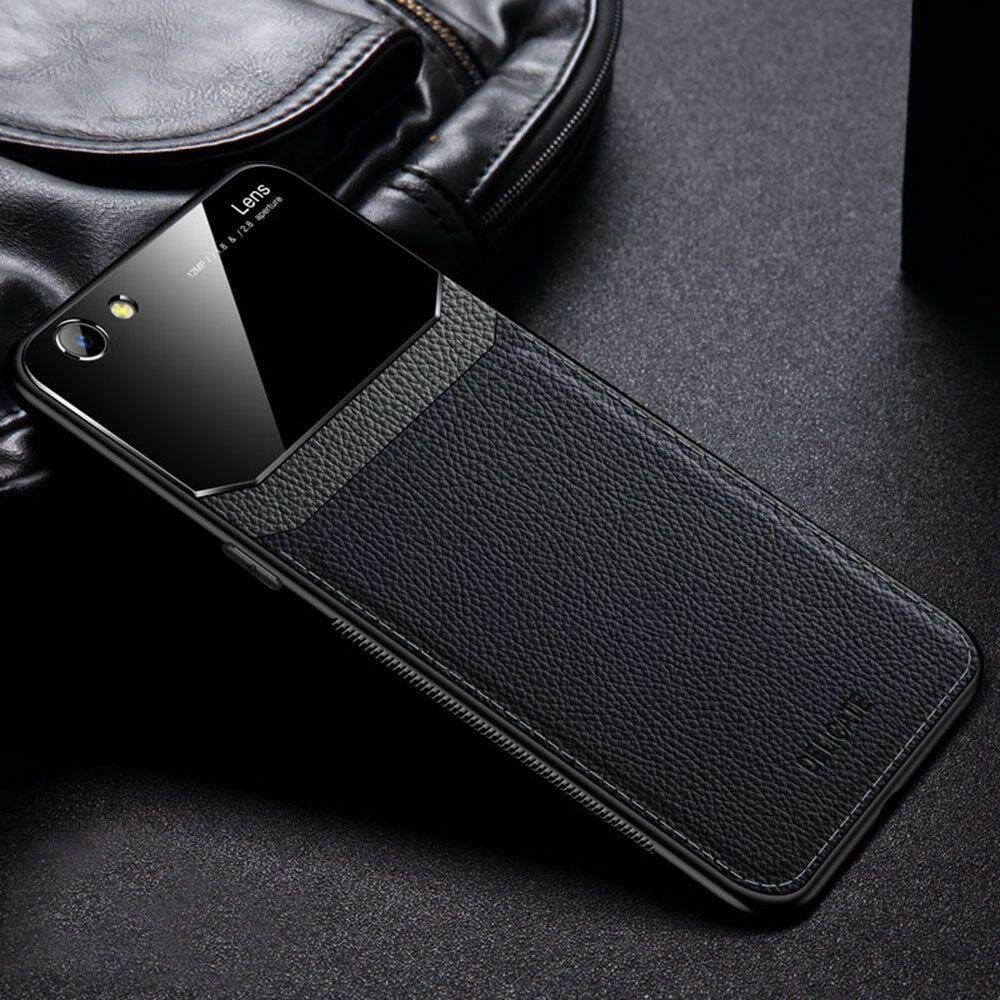 For Oppo R9s Plus Business Slim Hybrid Leather TPU Bumper Glass Lens Protective Case Cover