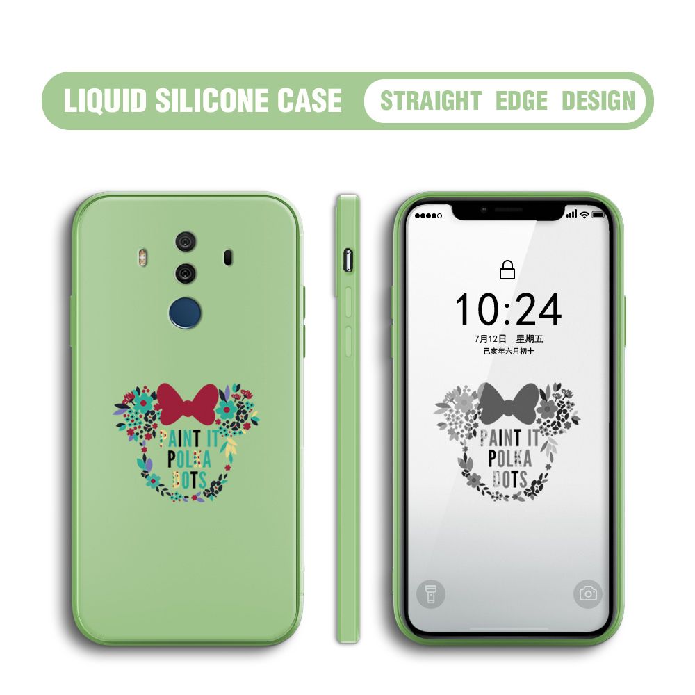 BILI for Huawei Mate 10 Pro Back Cover Flowers Minnie Multicolor Liquid Silicone Phone Case Soft Square Lens Protection Phone Cases
