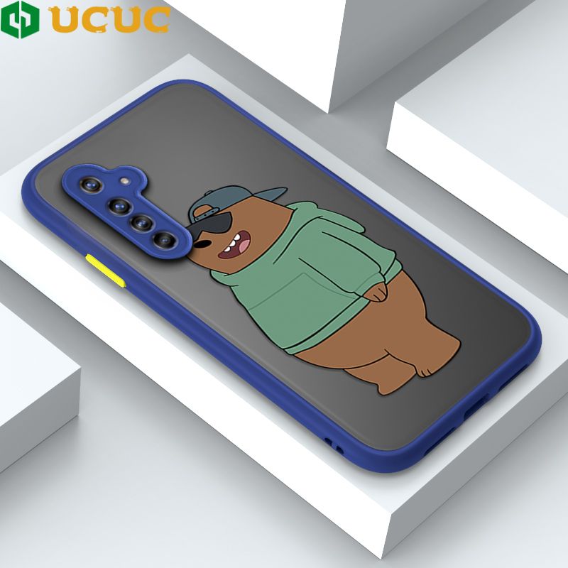 UCUC for Realme 6 / Realme Narzo Back Cover Sunglasses Bear Frosted Transparent Hard Phone Case Thin Shockproof Full Cover Camera Protect Case
