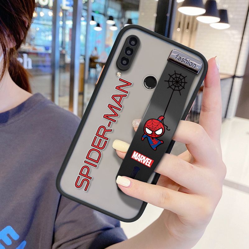 UCUC for Huawei Y7P Wrist Strap Case Superhero Spider Superman Wristband Printing Cover Shockproof Frosted Phone Case