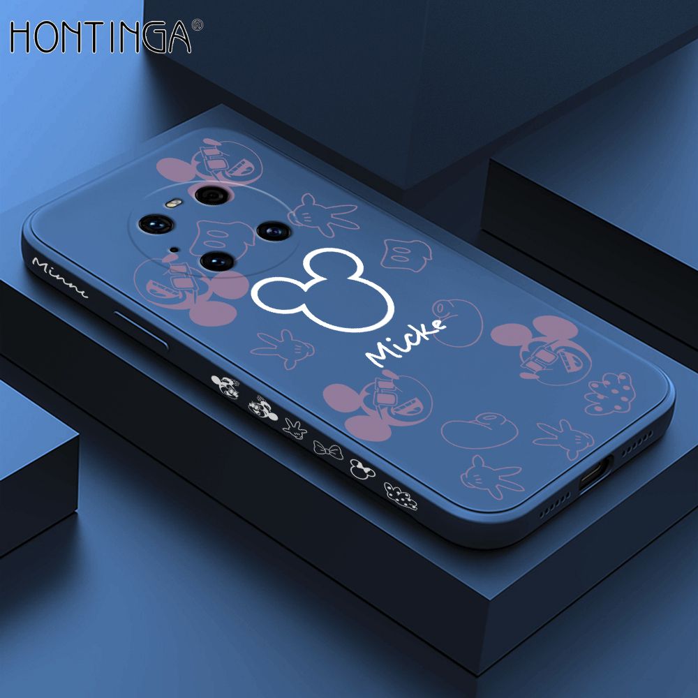 Hontinga for Huawei Mate 40 ProPlus Case Side Design Cute Mouse Avatar Back Cover Soft Square Edge Pattern Liquid Silicone Trend Phone Cases