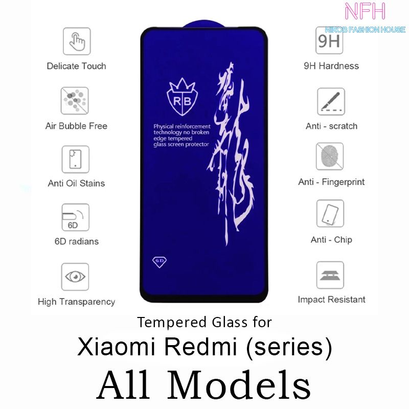 For Xiaomi Redmi 5 Plus / 7 / 7A / 8 / 8A / 9 / 9A / 9C / S2 / K20 / K20 Pro / K30S / K30 Pro - Rinbo Full Curved Flexible & Scratchproof Premium Tempered Glass Screen Protector
