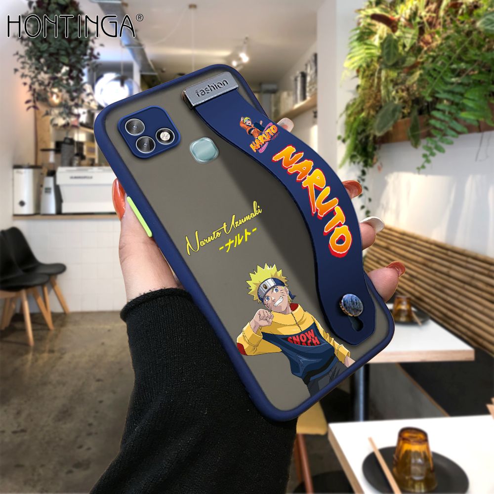 Hontinga for Infinix Hot 10I / Smart 5 Pro Back Cover With Wristband Uzumaki Naruto Phone Casee Full Lens Protection Thin Frosted Cases