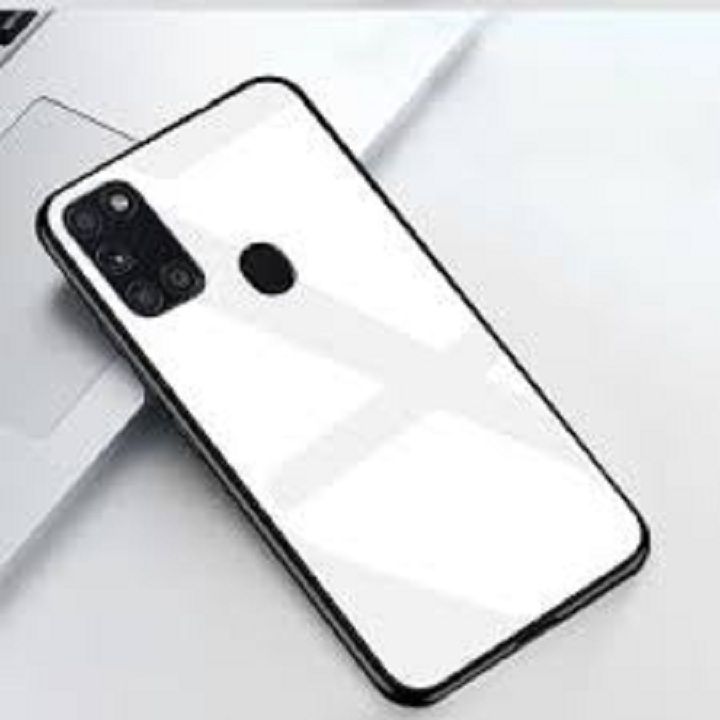 Exclusive phone Glass Case forSamsung A21S  Back CoverBlack White&Red