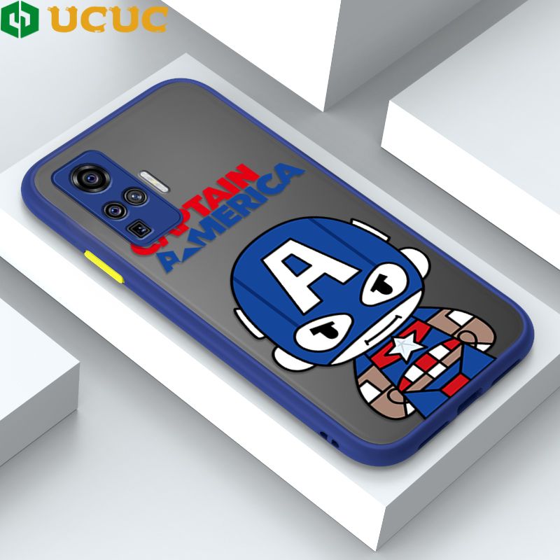 UCUC for Vivo X50 Pro Back Cover Captain America Frosted Transparent Hard Phone Case Thin Shockproof Full Cover Camera Protect Case