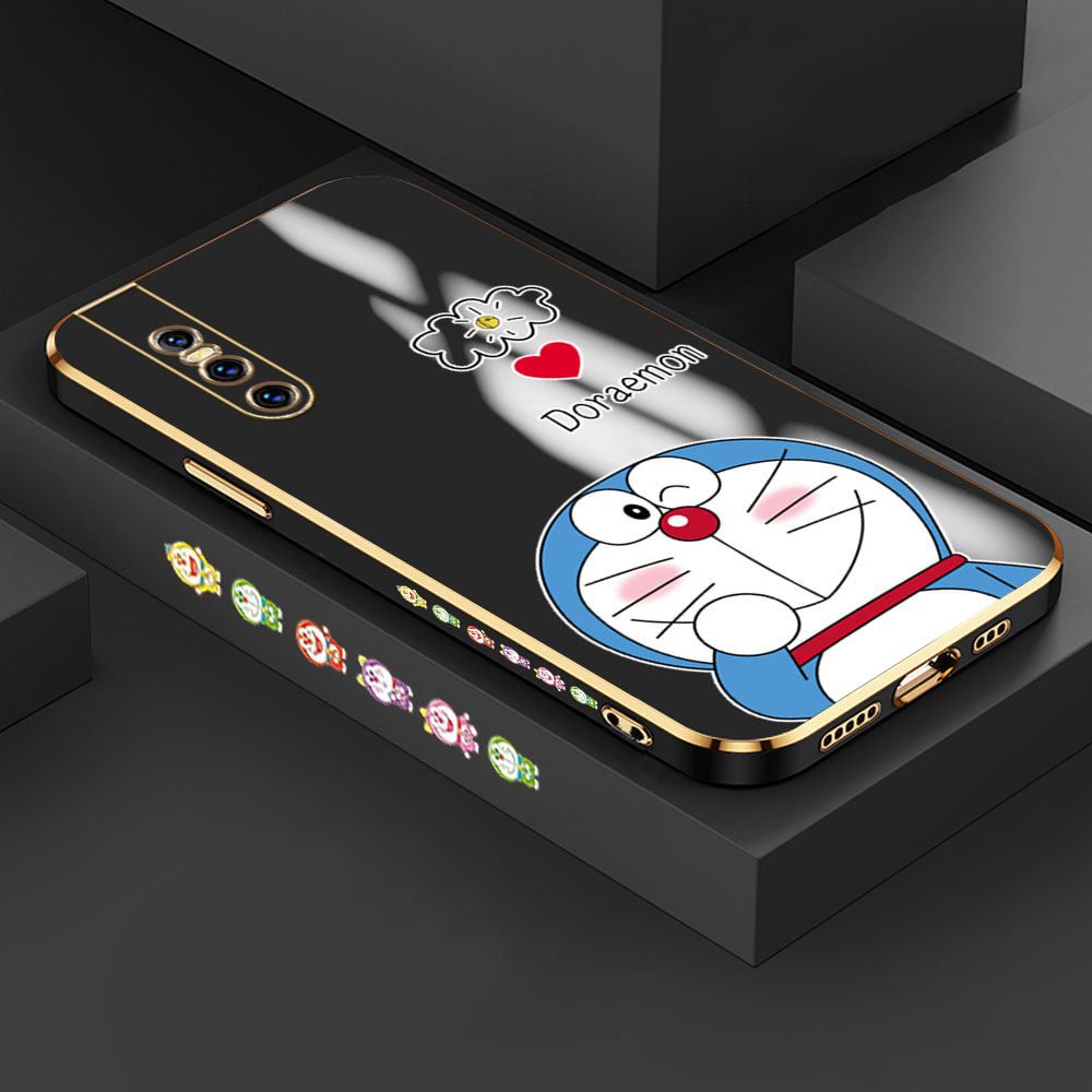 Jizetin (Free Lanyard) Vivo V15 Pro Case Cute Jingle Cat Luxury 6D Plating Soft Casing Silicone Ultra Thin Phone Cover